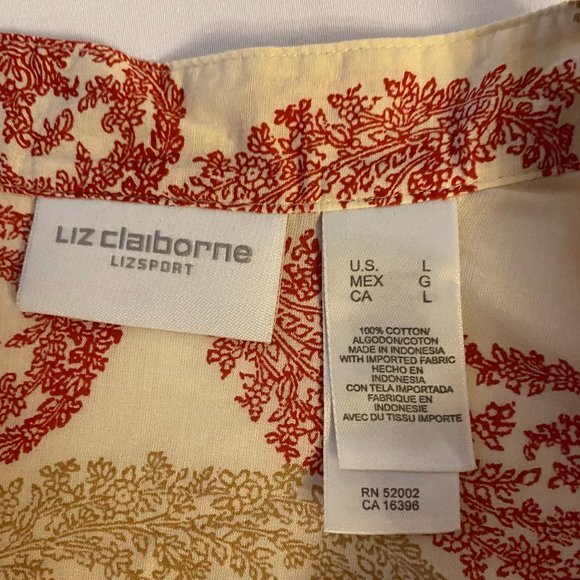 Liz Claiborne "Liz Sport" Paisley Print Shirt Size L Short Sleeve - Picture 3 of 7